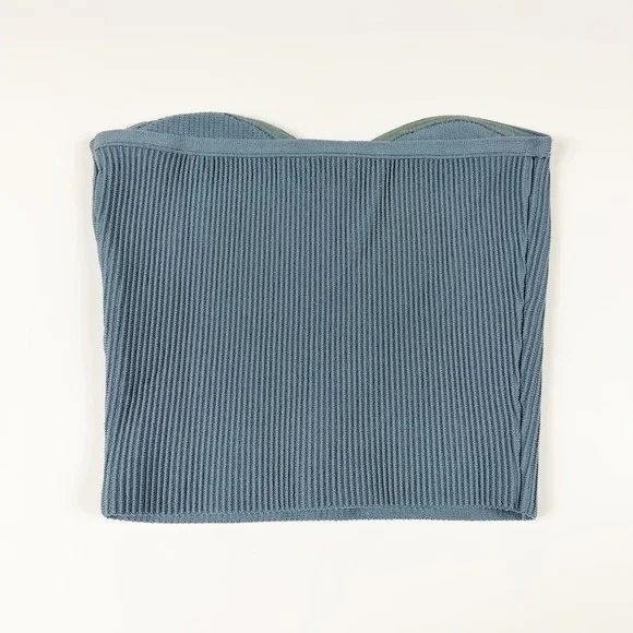 Aritzia Babaton Sculpt Knit Sweetheart Tube Top Blue Small - Picture 2 of 6